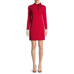 NWT Calvin Klein Women's Long Sleeve Mock Neck Tie Shift Dress